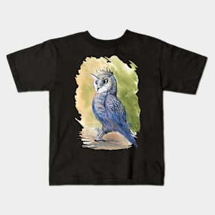 Noble owl - watercolour - gothic art and designs Kids T-Shirt